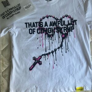 White Graphic Tee with Heart Design